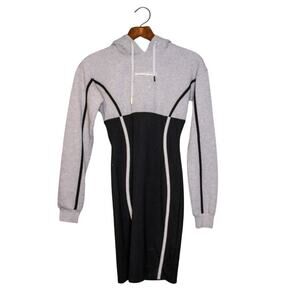 Marniere De Voir Hoodie Dress Mini Bodycon Streetwear Grey Black NWT 6
